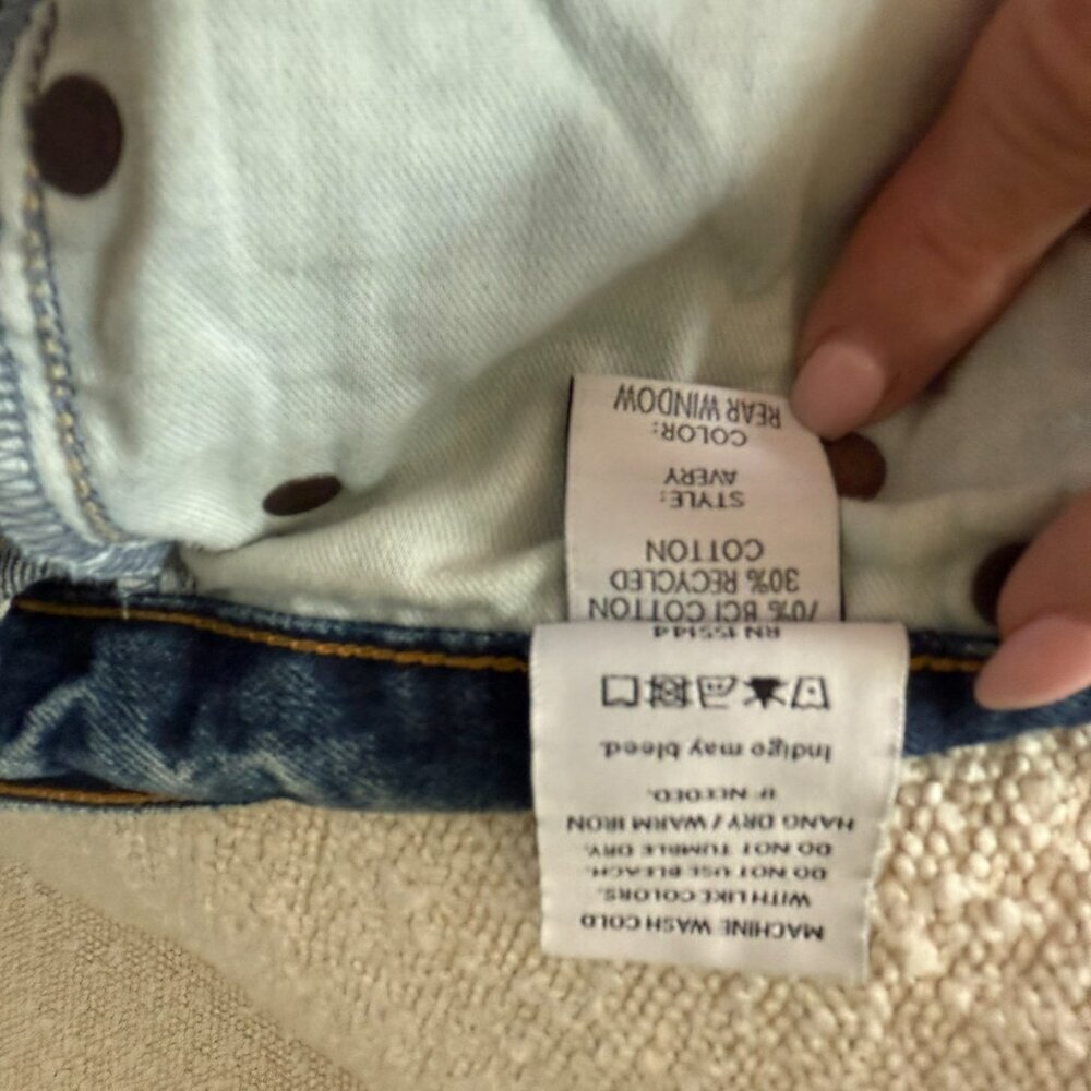 Boyish Women Medium Wash High Waisted Straight Leg Jeans Size 26 Ankle Tie Avery - Picture 7 of 9